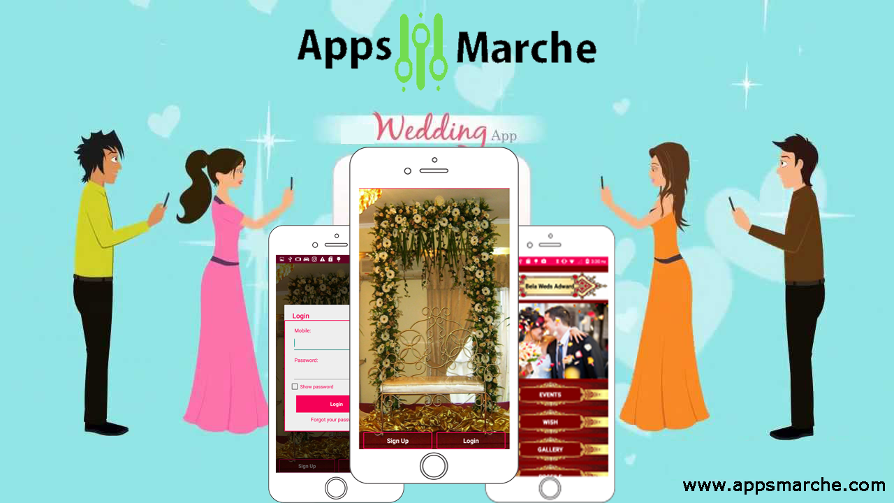 wedding planner app by appsmarche, best wedding mobile app, android market, app builder, mobile app builder